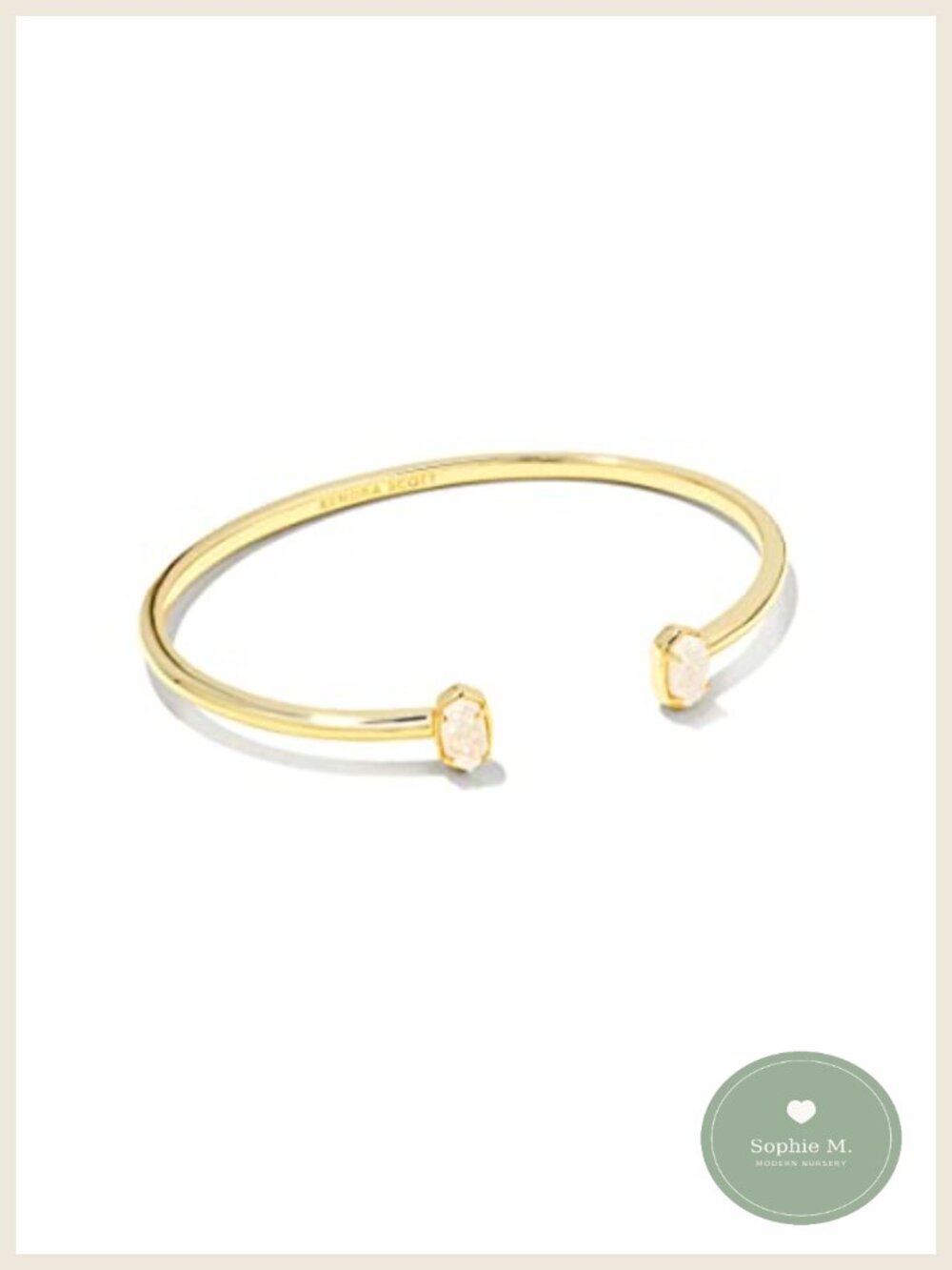 Dainty Pinch Cuff Bracelet with Oval Stone Accents Adjustable